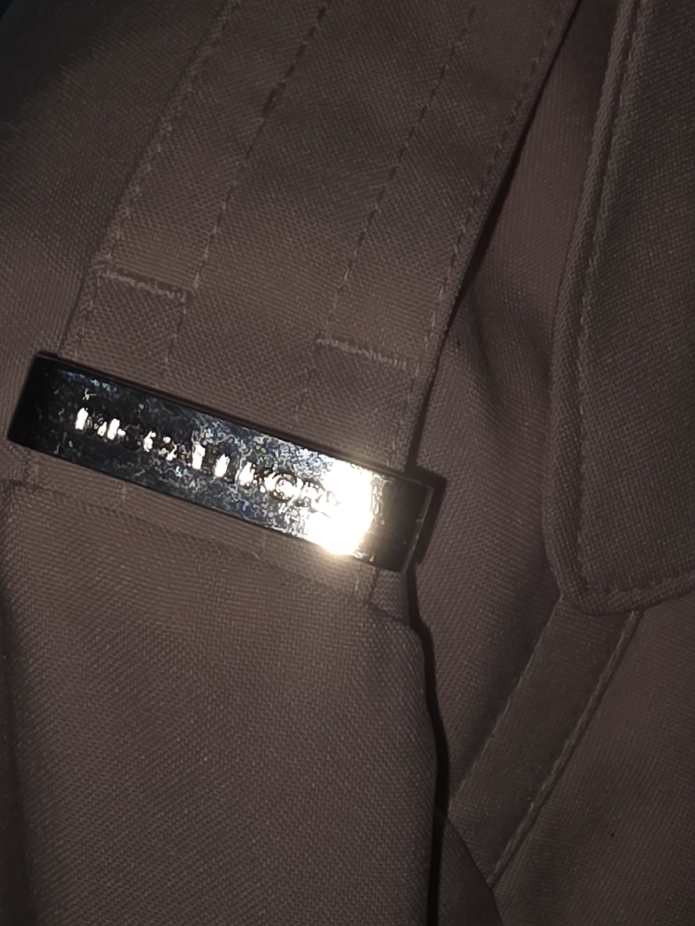 Michael Kors Mens Trench Coat in Taupe with Silver Logo Plate